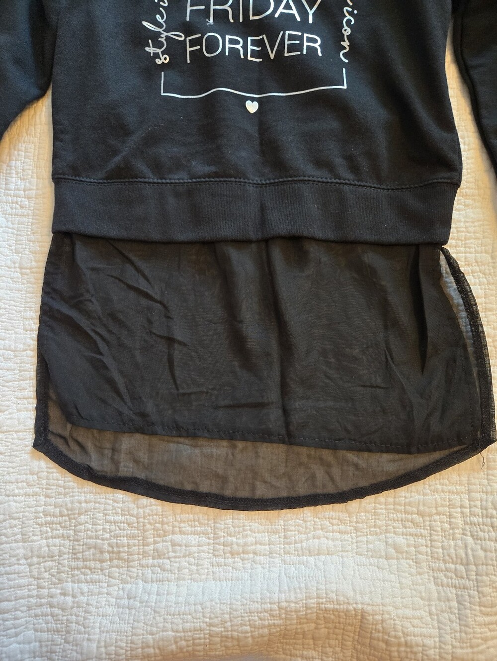 Pepco EU Brand, Girls' Black 'I Want Friday Forever Long Sleeve Top Size 146/152 - Picture 5 of 10
